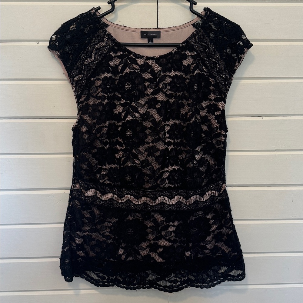 The Limited Black Lace Overlay Top